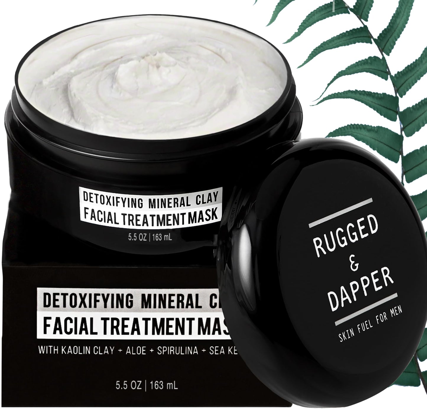 RUGGED & DAPPER - Premium Face Mask for Men - Deep Pore Cleansing Treatment - Fights Blackheads + Acne + Excess Oil - USA Made with Natural Kaolin