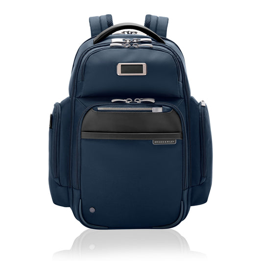Briggs & Riley Medium Cargo Backpack for Women & Men - Laptop Backpack, For Work & Travel, Lightweight & Durable, Padded Straps, Fits up to 15" Laptop - @work Collection, Navy