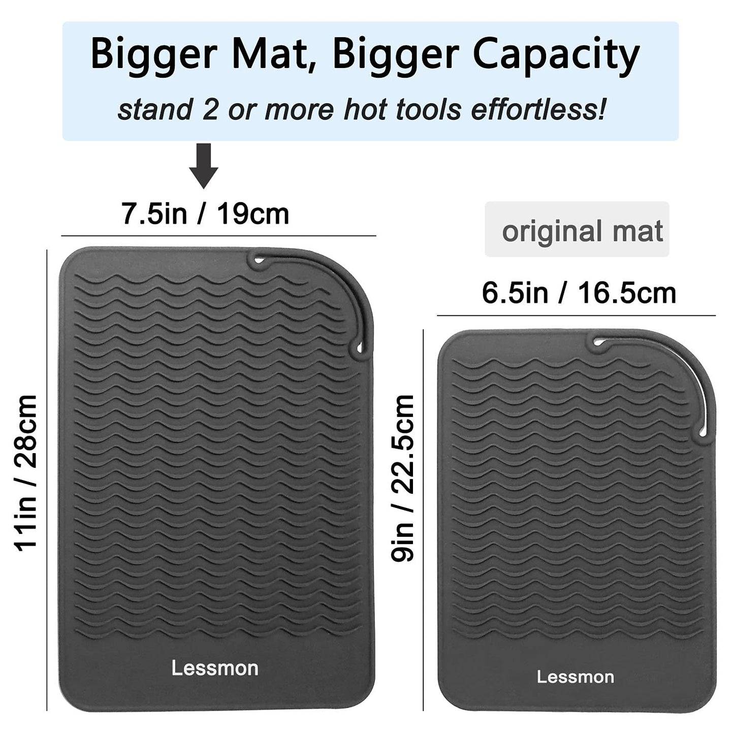 Large Heat Resistant Mat for Curling Irons, Hair Straightener, Flat Irons and Hair Styling Tools 11" x 7.5", Grey