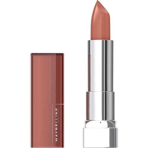 Maybelline Color Sensational Lipstick, Lip Makeup, Cream Finish, Hydrating Lipstick, Nude, Pink, Red, Plum Lip Color, Naked Dare, 0.15 oz; (Packaging