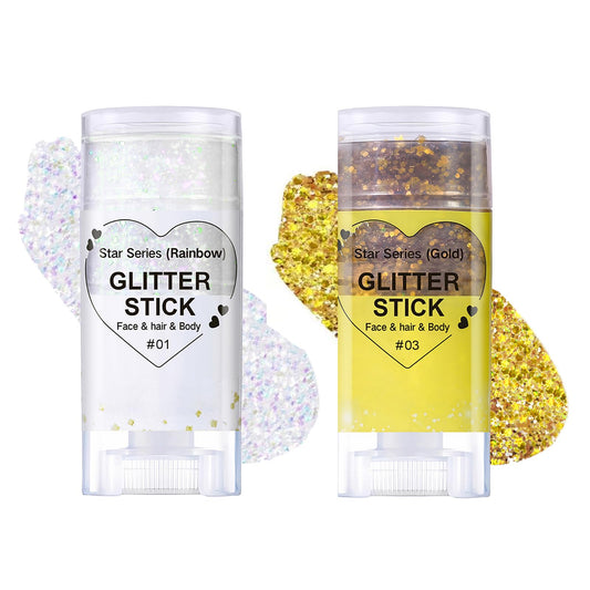 Body Glitter Stick,Mardi Gras Accessories,Sparkling Face Hair Glitter,Mermaid Sequins Chunky Glitter Face Paint,Singer Concert Outfit Festival Rave