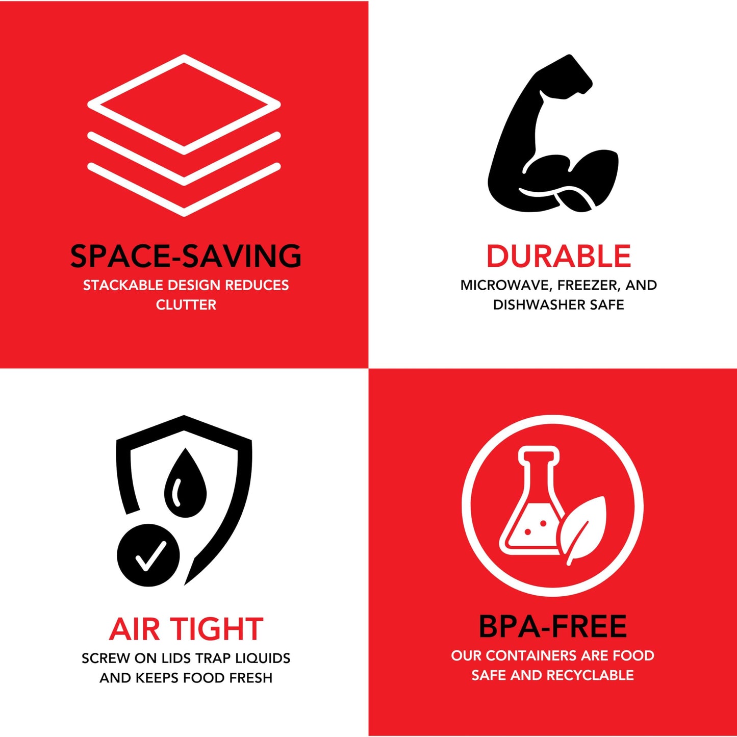 Stock Your Home 8oz Plastic Containers with Twist Top Lids (4 Pack), 1 Cup Small Freezer Containers for Leftover Food, Airtight Reusable Soup…