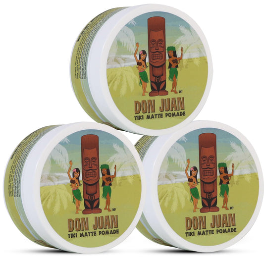 Don Juan Tiki Matte Pomade | Water Based | High Hold | Matte Finish | Natural Plant Extracts and Ocean Minerals | Mai Tai Tropical Scent, 4oz Pack