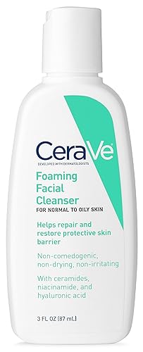 CeraVe Foaming Facial Cleanser Travel Size Face Wash, Normal to Oily Skin, 3 Fl Oz