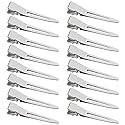 SBYURE 100 Pack 1.77 Inch Single Prong Pin Curl Duckbill Clips,Silver Setting Section Hair Clips Metal Alligator Clips for Hair Extensions
