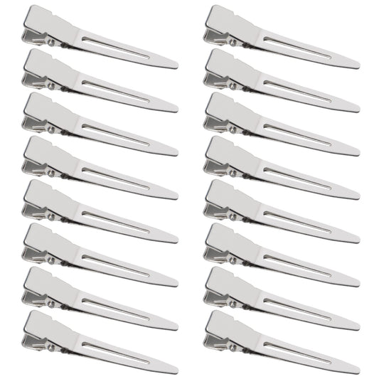 SBYURE 100 Pack 1.77 Inch Single Prong Pin Curl Duckbill Clips,Silver Setting Section Hair Clips Metal Alligator Clips for Hair Extensions