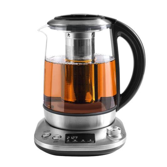 Mecity Electric Tea Kettle with Removable Infuser, 9 Preset Brewing Programs, Temperature Control, 2 Hours Keep Warm, Borosilicate Glass, 1.7 Liter…