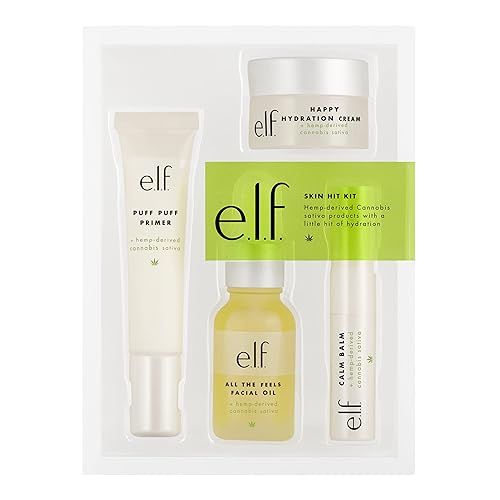 e.l.f. Skin Hit Kit, Infused with Hemp Seed Oil, Nourishes & Hydrates Skin, Soothing & Calming, 4-Piece Skincare Set