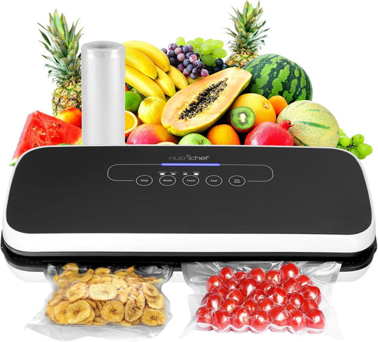 NutriChef Automatic Vacuum Air Sealing System for Food Preservation with Starter Kit, Compact Design, Lab Tested, Dry & Moist Food Modes with Led…