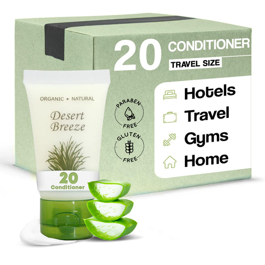 Travel Size Hotel Conditioner 20 Count 1 oz Bottles Guest Amenities for Vacation Rentals and Short Term Rentals Paraben Free Green Tea Lemongrass