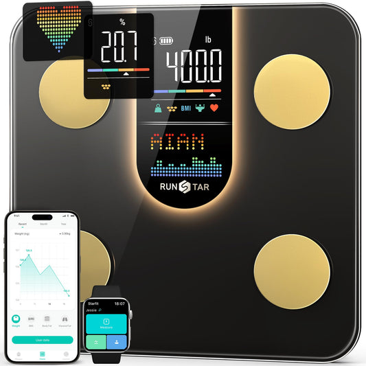 RunStar Scale for Body Weight, Smart Scale with 8-in-1 VA Display, High Precision Bathroom Digital Scale for Body Weight Heart Rate BMI Body Fat 22…