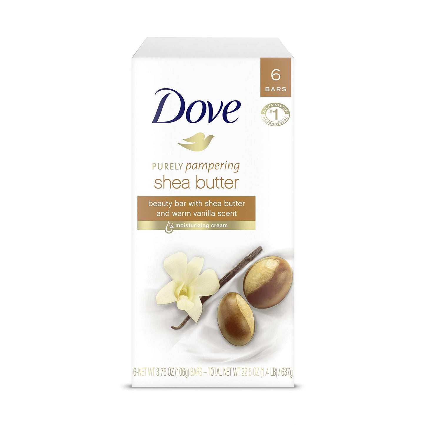 Dove Purely Pampering Beauty Bar Shea Butter 4 oz, 6 Bar