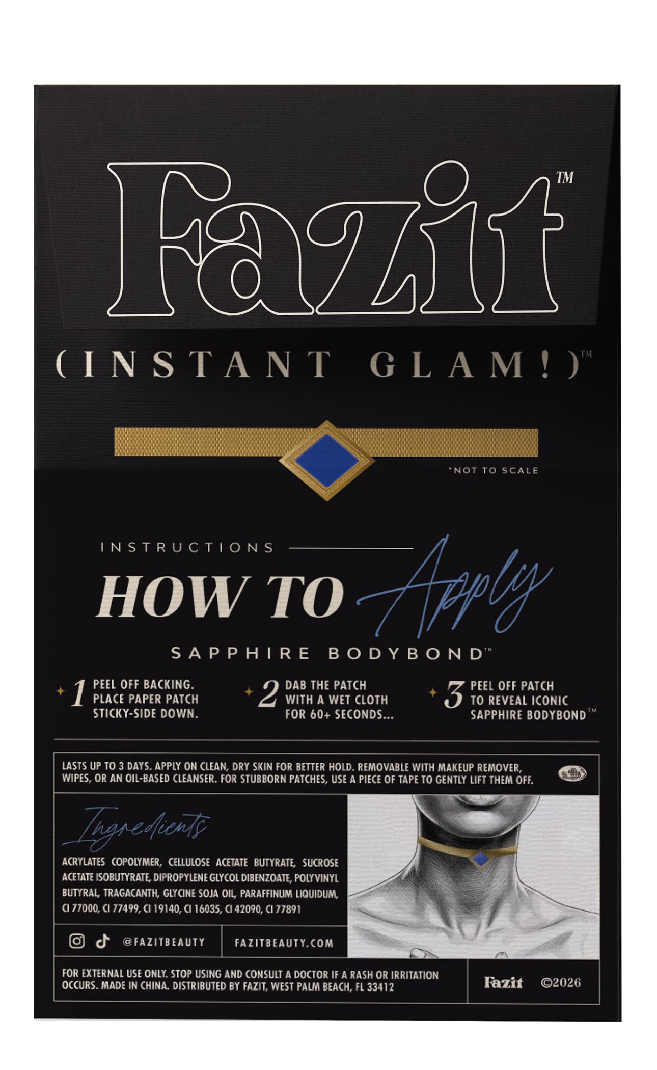 Fazit Makeup Patches - Sapphire Bodybond - Glow Up Make-Up Patches - Cute Glitter Makeup Accessories for Women - Cosmetic Body Glitter