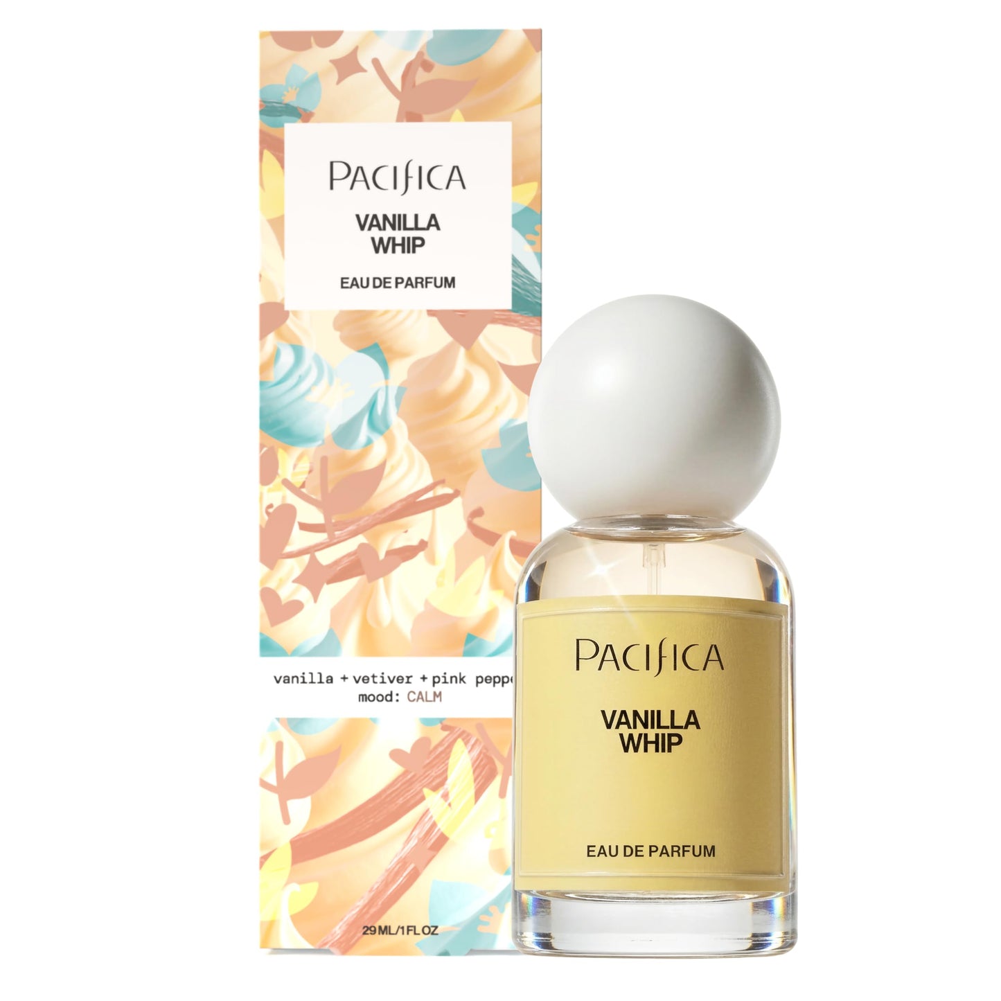 Pacifica Vanilla Whip Eau de Parfum; Sweet Gourmand Perfume for Women Spray | Warm Sugar Almond Bergamot Fragrance, Long Lasting | Botanical Clean Mood Perfume | Vegan, Cruelty-Free, Paraben-Free 1oz