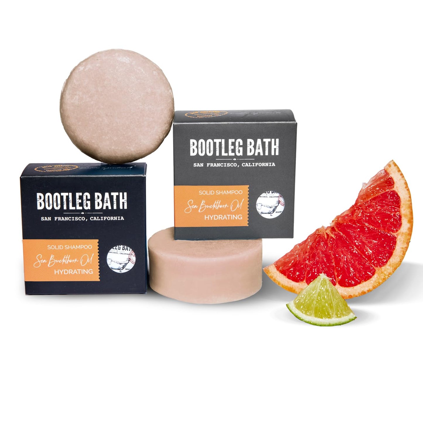BOOTLEG BATH Hydrating Shampoo and Conditioner Bar with Sea Buckthorn Oil and Aloe Vera Extract, Vegan, Sulfate-Free, Phthalate-Free, Paraben-Free