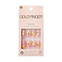Goldfinger Trendy False Nails Kit, Long Almond Shape Design Nail, Pink & Flower Print, Ready to Wear Gel & Manicure Stick Included, Long-Lasting Beauty & Personal Care Goldfinger