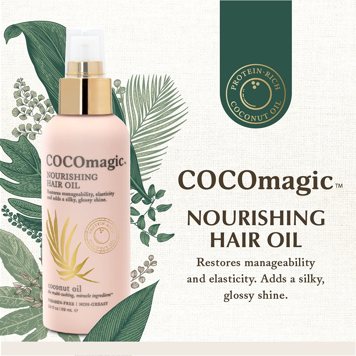 Cocomagic Nourishing Hair Oil | Promotes Healthy-Looking Hair | Restore Manageability, Add Silky, Glossy Shine | Paraben Free, Cruelty Free, Made