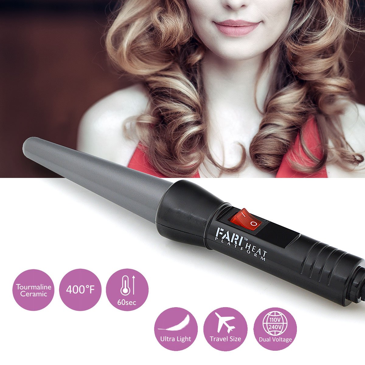 FARI Travel Hair Curling Iron and Mini Flat Iron 2 in 1 Kit, Ceramic Tourmaline Curling Wands and Hair straighteners Set, Heat Resistant Glove