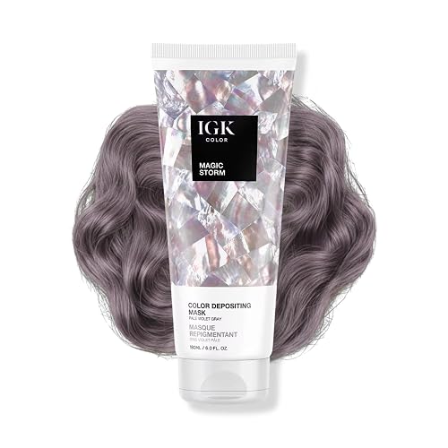 IGK Magic Storm | Pale Violet Gray Hair Gloss + Color Depositing Mask | Boost Shine, Enhance Cool Tones, Refresh Color | Semi Permanent Conditioning