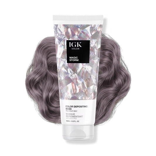 IGK Magic Storm | Pale Violet Gray Hair Gloss + Color Depositing Mask | Boost Shine, Enhance Cool Tones, Refresh Color | Semi Permanent Conditioning Beauty & Personal Care IGK