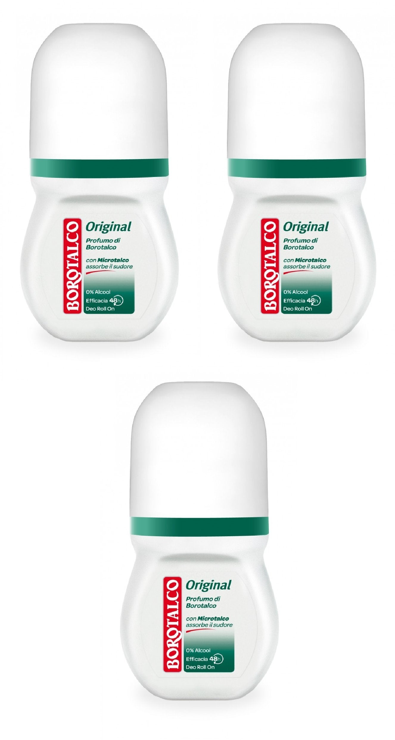 Borotalco: Deo Roll On Alcohol-Free Deodorant Original 50 ml (1.69 fl.oz) Pack of 3 [ Italian Import ] Beauty and Personal Care Borotalco