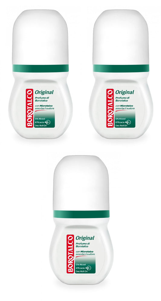Borotalco: Deo Roll On Alcohol-Free Deodorant Original 50 ml (1.69 fl.oz) Pack of 3 [ Italian Import ] Beauty and Personal Care Borotalco