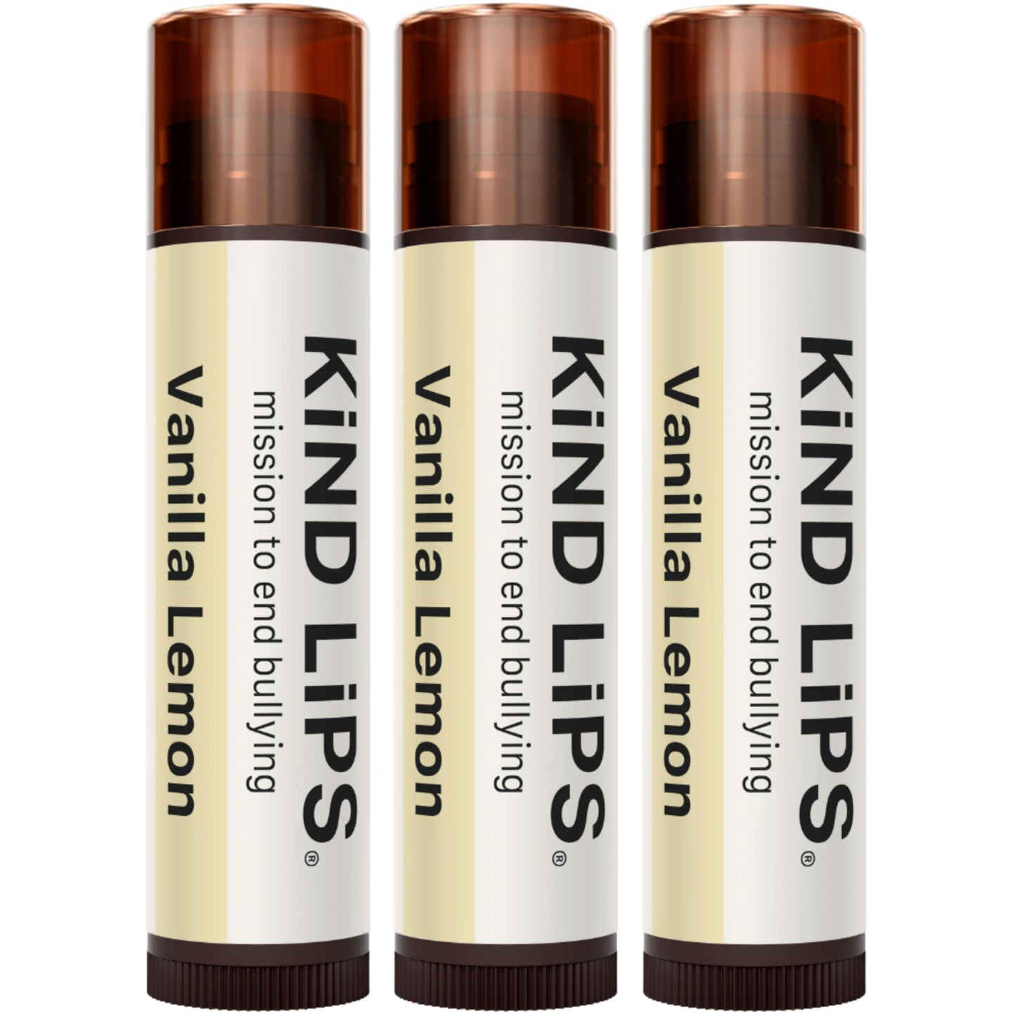 Kind Lips Organic Vanilla Lemon Lip Balm 3-Pack - Refreshing & Comforting Lip Care for Dry, Chapped Lips • 100% Natural, Clean, Gluten-Free