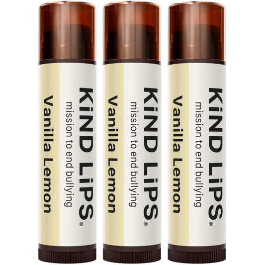 Kind Lips Organic Vanilla Lemon Lip Balm 3-Pack - Refreshing & Comforting Lip Care for Dry, Chapped Lips • 100% Natural, Clean, Gluten-Free