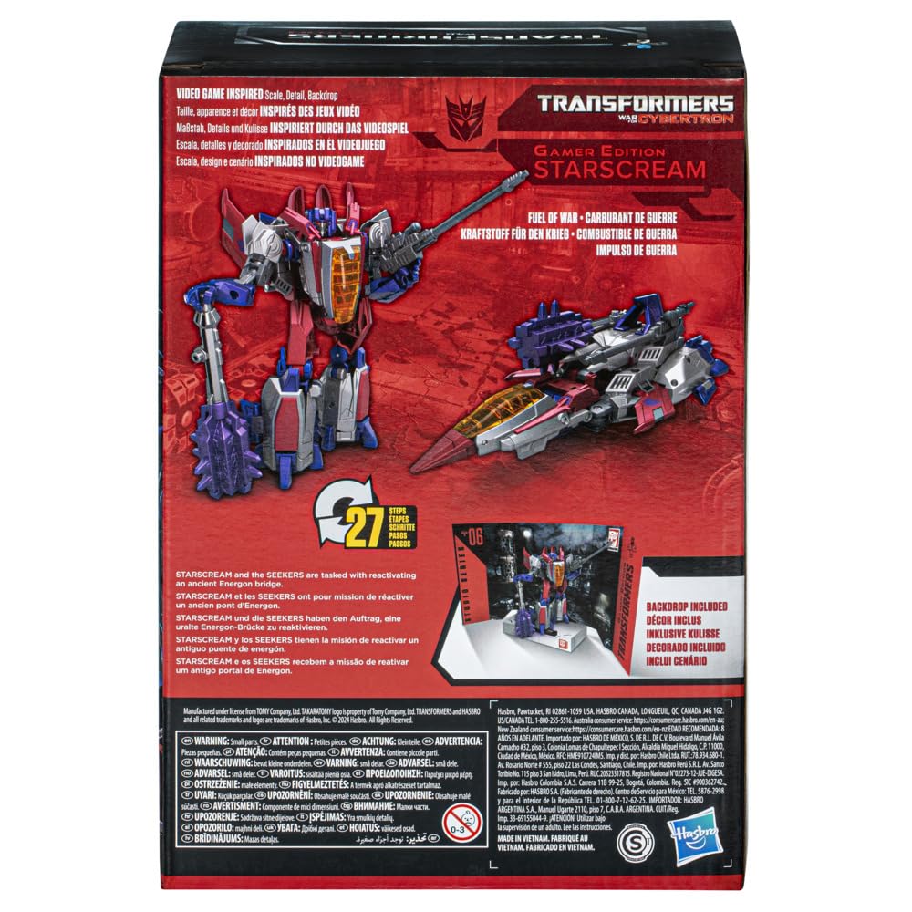 Transformers Toys Studio Series Voyager War for Cybertron 06 Gamer Edition Starscream, 6.5-inch Converting Action Figure, 8+