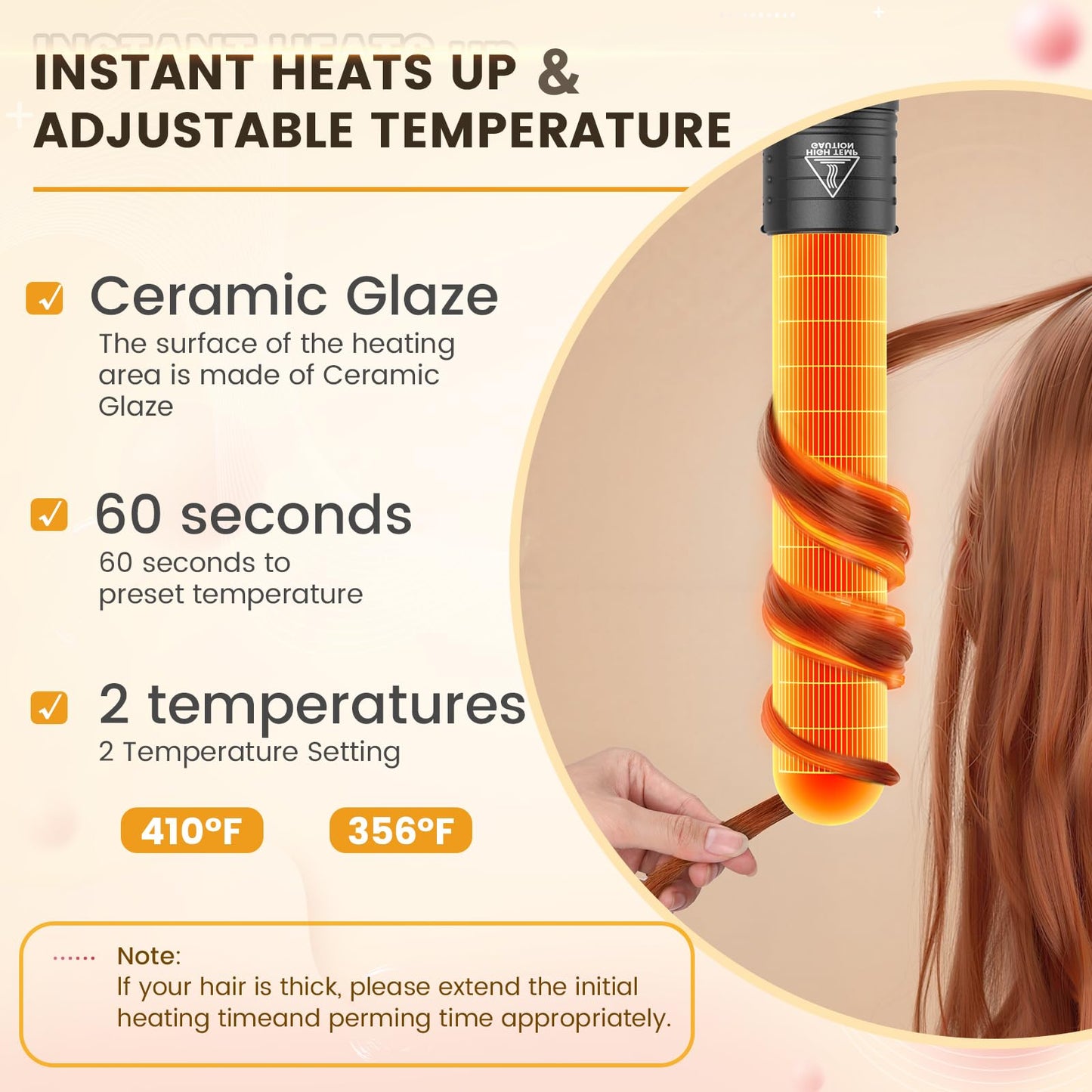 5 In 1 Curling Wand Set, Curling Iron Interchangeable Ceramic Barrels (0.35-1.25 Inch), Heating Hair Curler Kit with Protective Glove & 2 Clips