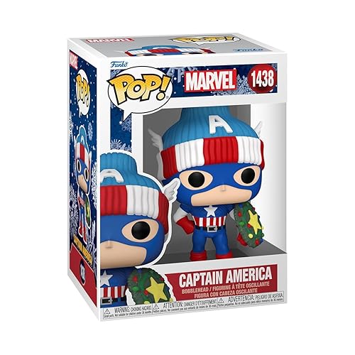 Funko POP! Marvel: Holiday - Captain America - Marvel Comics - Collectable Vinyl Figure - Gift Idea - Official Merchandise - for Kids & Adults…