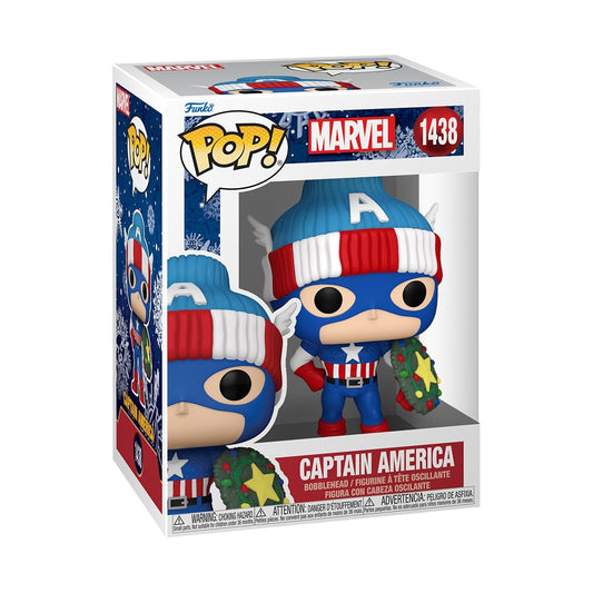 Funko POP! Marvel: Holiday - Captain America - Marvel Comics - Collectable Vinyl Figure - Gift Idea - Official Merchandise - for Kids & Adults…