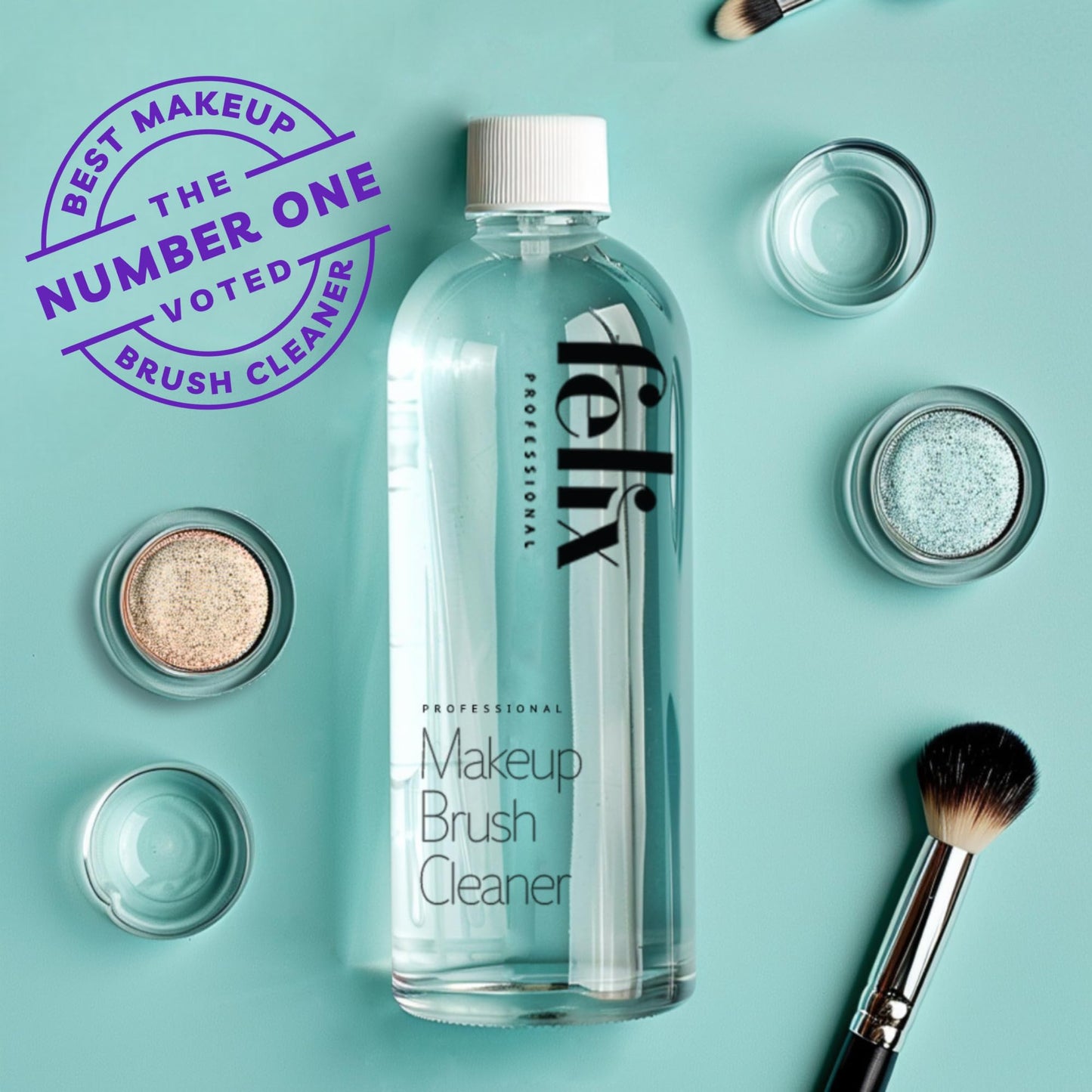 Felix Professional Makeup Brush Cleaner - Deep clean Rinse Free Quick Dry - Ideal for Cleaning and Odorizing Natural and Synthetic Make-up Brushes (16
