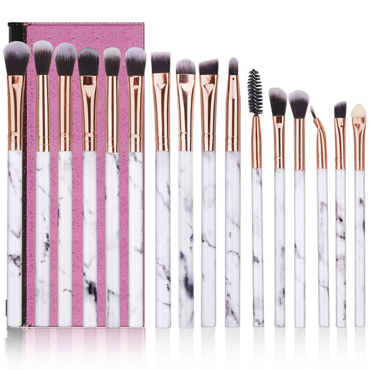 Eye Makeup Brushes DUAIU 16Pcs Eyeshadow brushes Eyebrow Eyeliner Blending Brush Premium Synthetic & Marble Handle Brushes sets with Pink Cosmetic Bag Beauty & Personal Care DUAIU