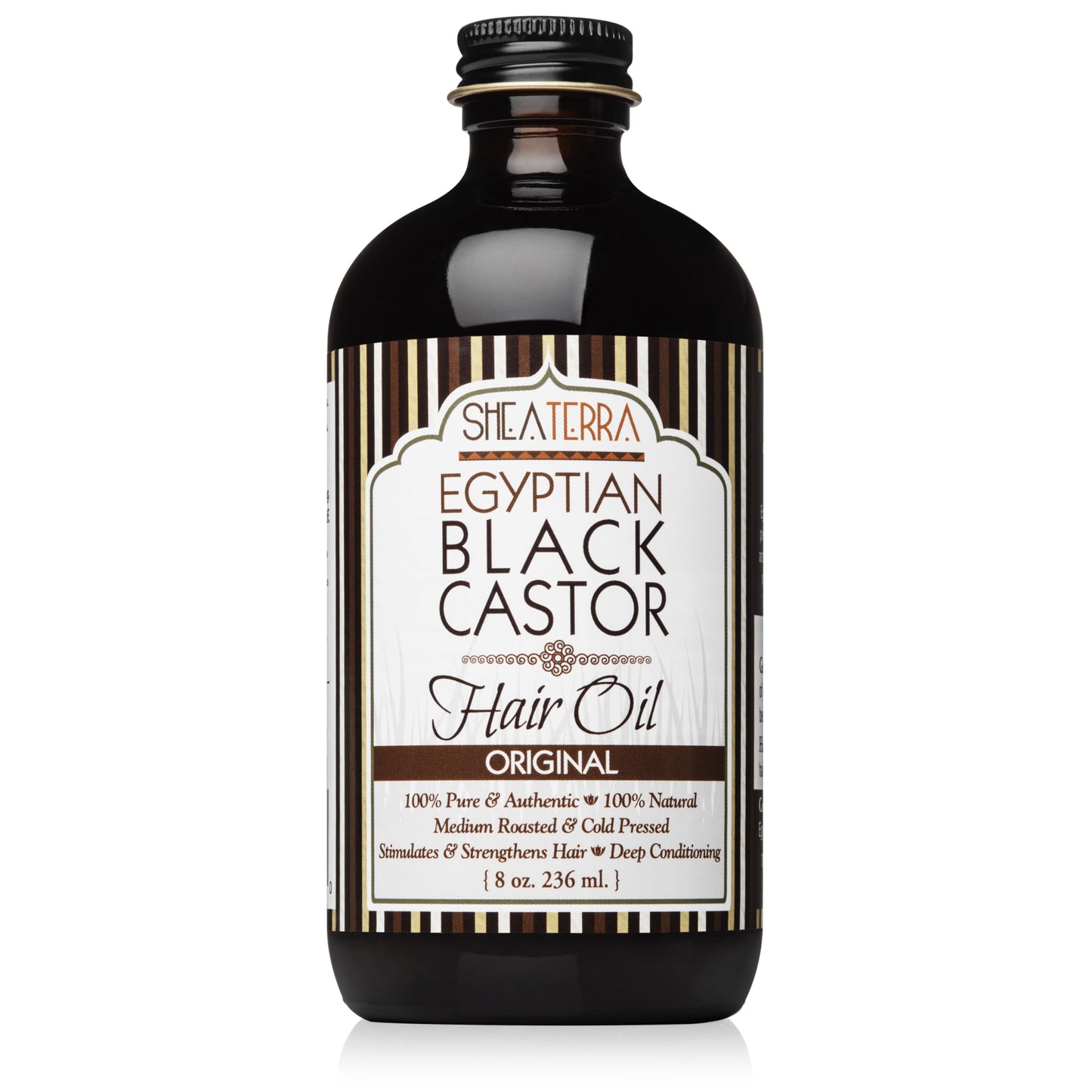Shea Terra Organics 100 Percent Pure Egyptian Black Castor Extra Virgin Oil | All-Natural Strengthening and Conditioning Hair Oil for Healthy Hair
