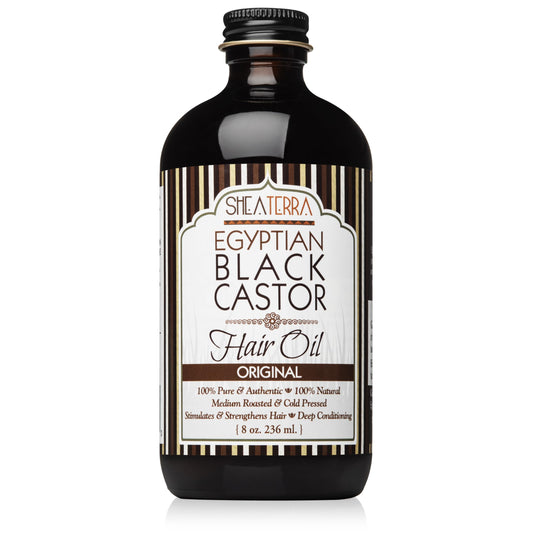 Shea Terra Organics 100 Percent Pure Egyptian Black Castor Extra Virgin Oil | All-Natural Strengthening and Conditioning Hair Oil for Healthy Hair