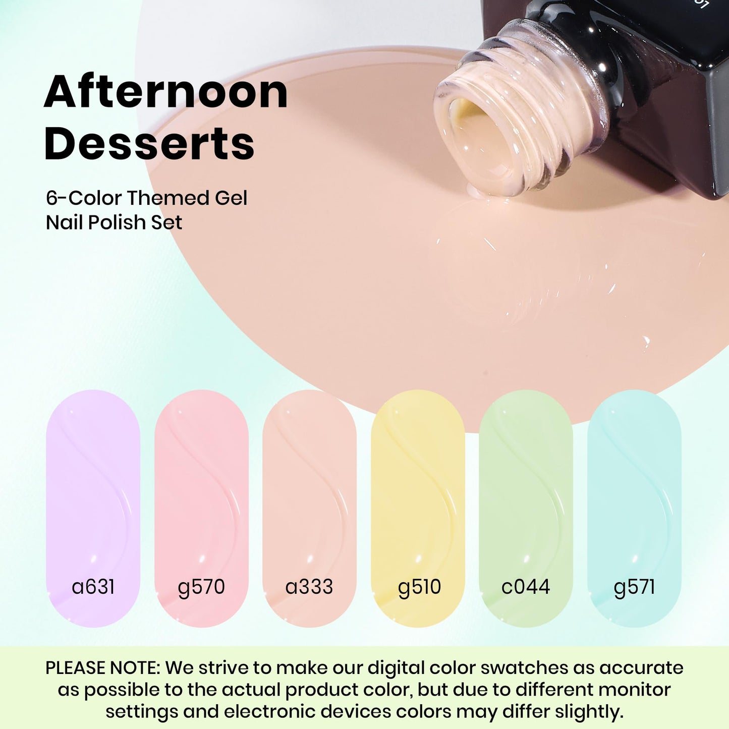Beetles Pastel Gel Polish Set - Afternoon Desserts Collection, 6 Colors Pastel Gel Polish Purple Yellow Blue Pink Colors UV LED Lamp Salon DIY at Home Beauty and Personal Care beetles Gel Polish