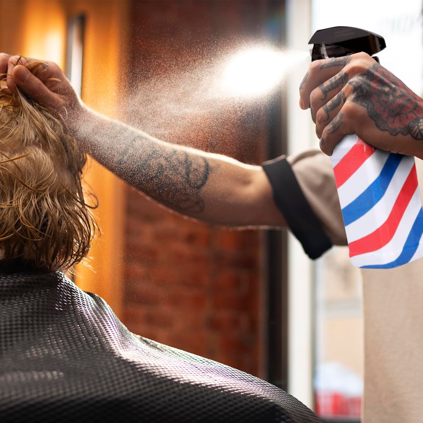 STUDIO LIMITED Barber Spray Bottle Barber Stylist Fine Mist Sprayer Refillable Hair Spray Bottles Mist (Stripe 500ml/16.9oz)