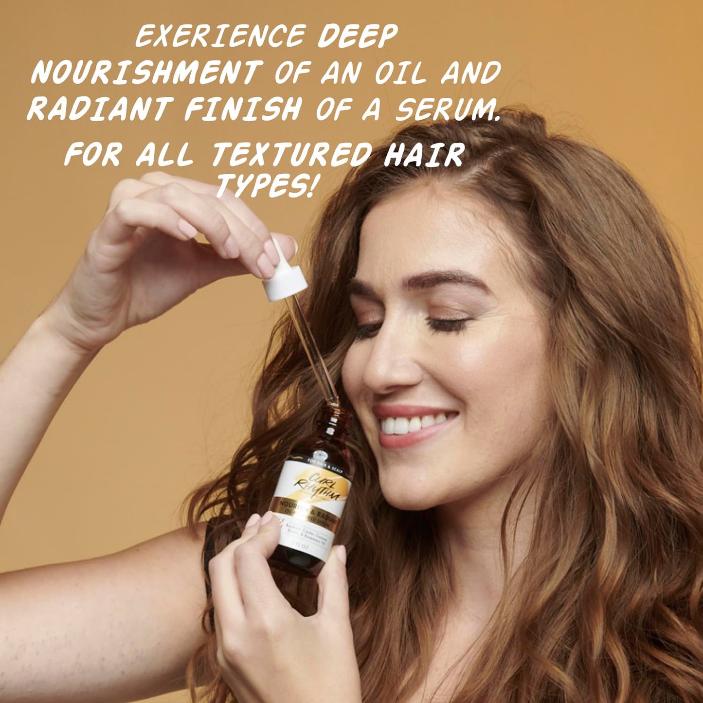 Curl Rhythm Nourish and Radiant Oil-Powered Serum - Nourishing Hair Oil - Non-Greasy Scalp Care - Hair Serum with Biotin for All Hair Types - 2 oz