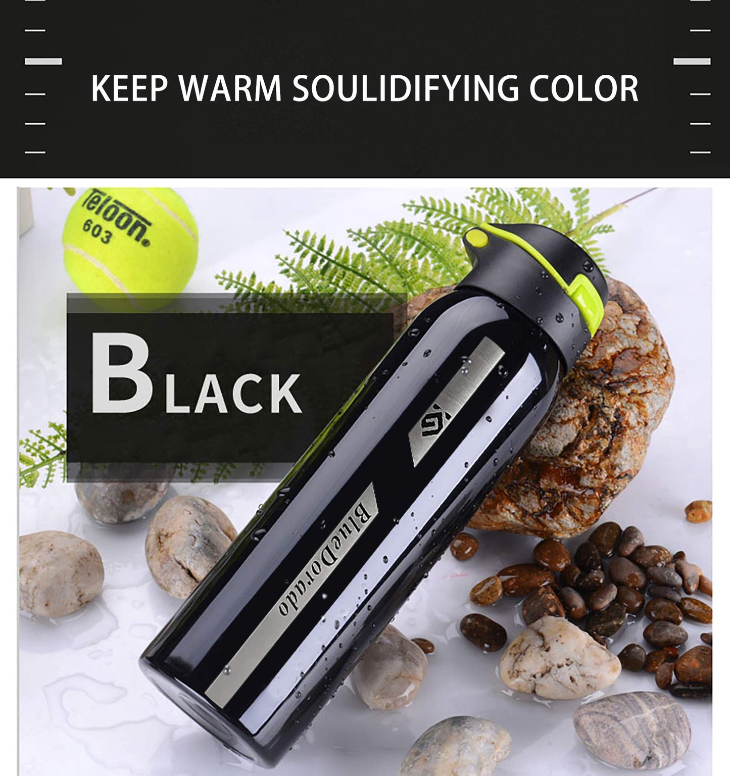 BlueDorado Stainless Steel Cycling Mug, Insulated Bike Water Bottle with Straw Lid & Flex Cap, BPA-Free, 18 Oz