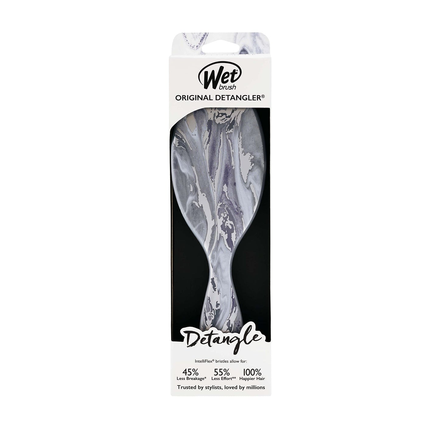 Wet Brush Original Detangler Brush - Metallic Marble, Silver - All Hair Types - Ultra-Soft IntelliFlex Bristles Glide Through Tangles with Ease