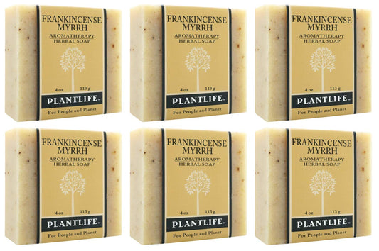 Plantlife Frankincense Myrrh 6-Pack Bar Soap - Moisturizing and Soothing Soap for Your Skin - Hand Crafted Using Plant-Based Ingredients - Made in Beauty & Personal Care Plantlife