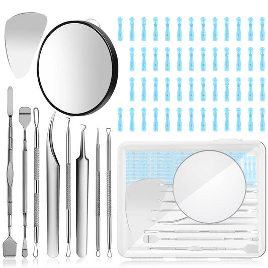 60PCS Dual Heads Blackhead Remover, Pimple Comedone Extractor, Acne Whitehead Blemish Removal Kit, Premium Stainless Steel Pimple Popper Tool kit