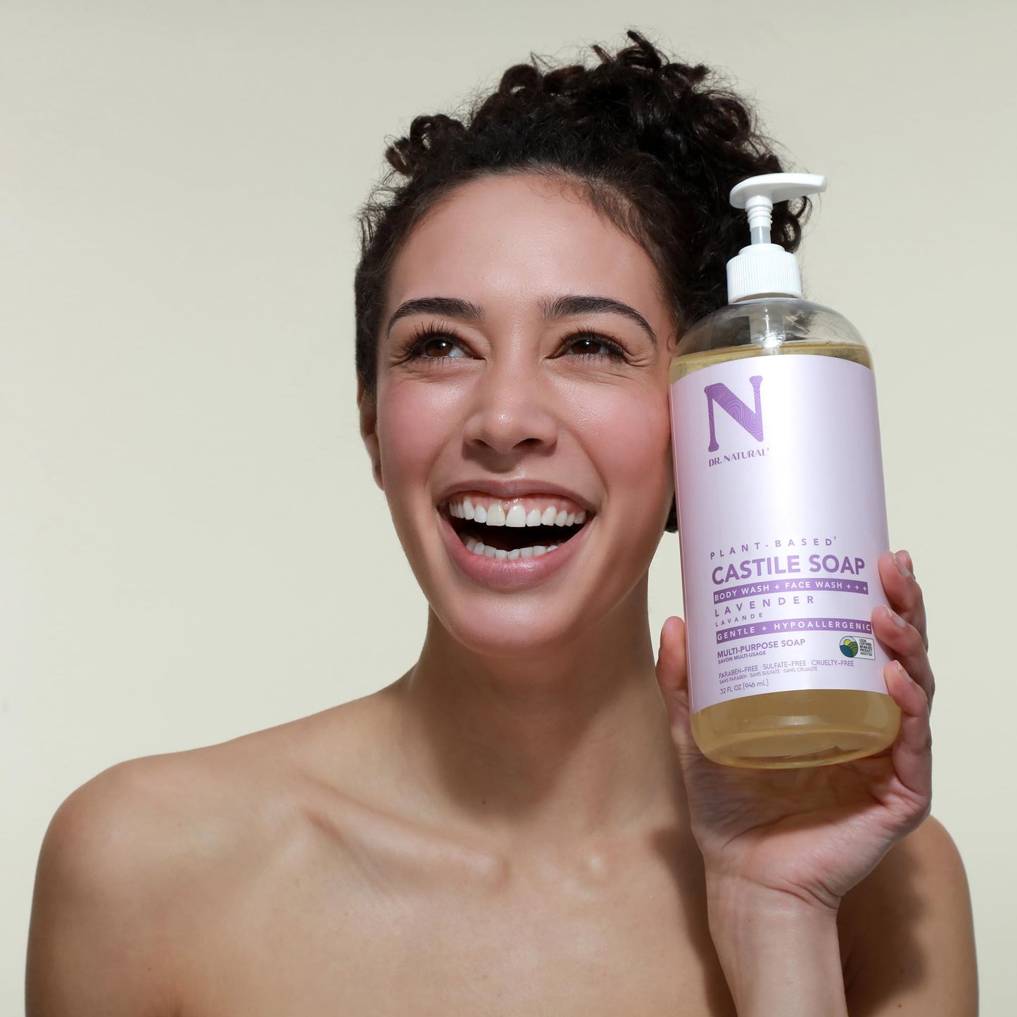 Dr. Natural Castile Liquid Soap - Multi-Use Body Wash, Shampoo and Face Wash - Hydrating Body Soap for Skin, Hair, Pets and Home - Lavender - 32 oz