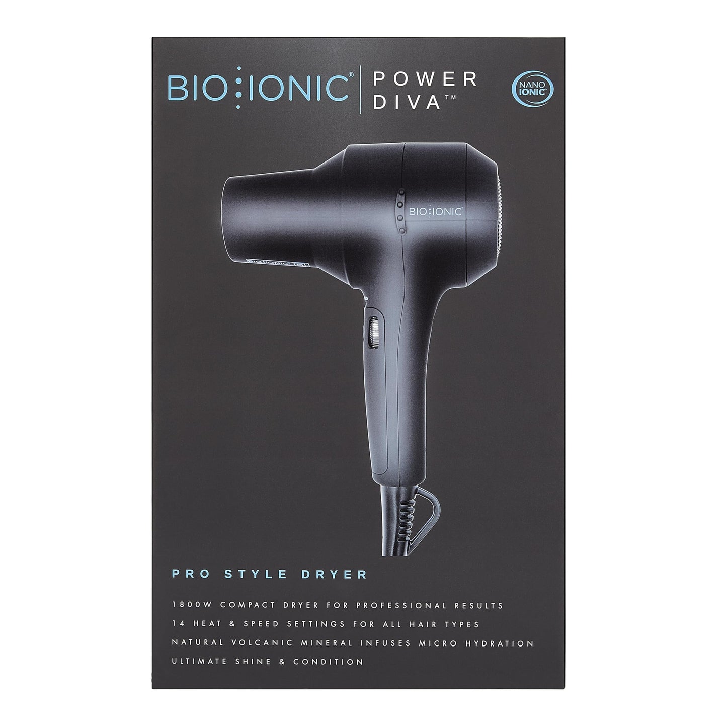 Bio Ionic PowerDiva Pro Speed Hair Dryer, Blow Dryer with Adjustable Heat & Speed, Professional Hair Styling Tool for Fast, Frizz-Free Hairstyles