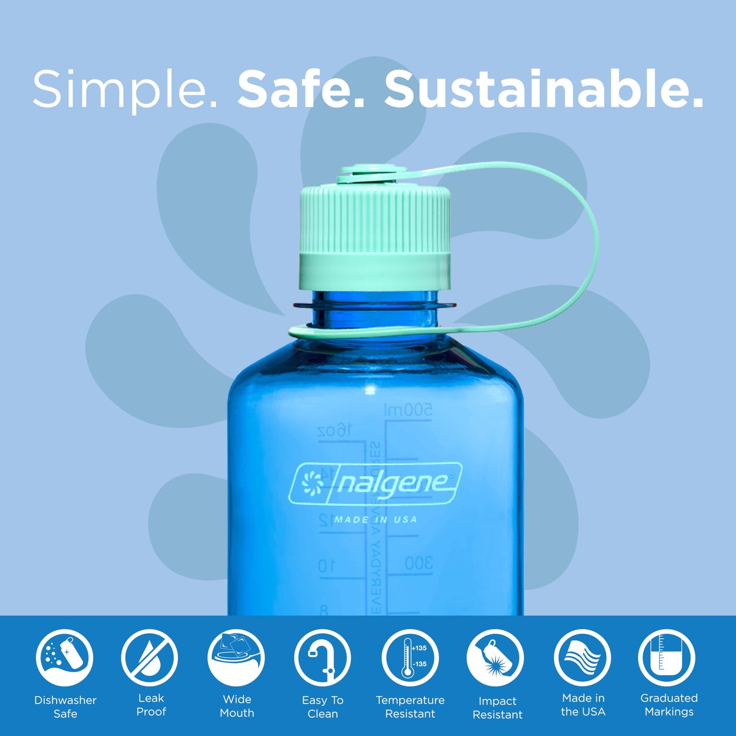 Nalgene Sustain Tritan BPA-Free Water Bottle Made with Material Derived from 50% Plastic Waste (Using ISCC Certified Mass Balance), 16 OZ, Narrow