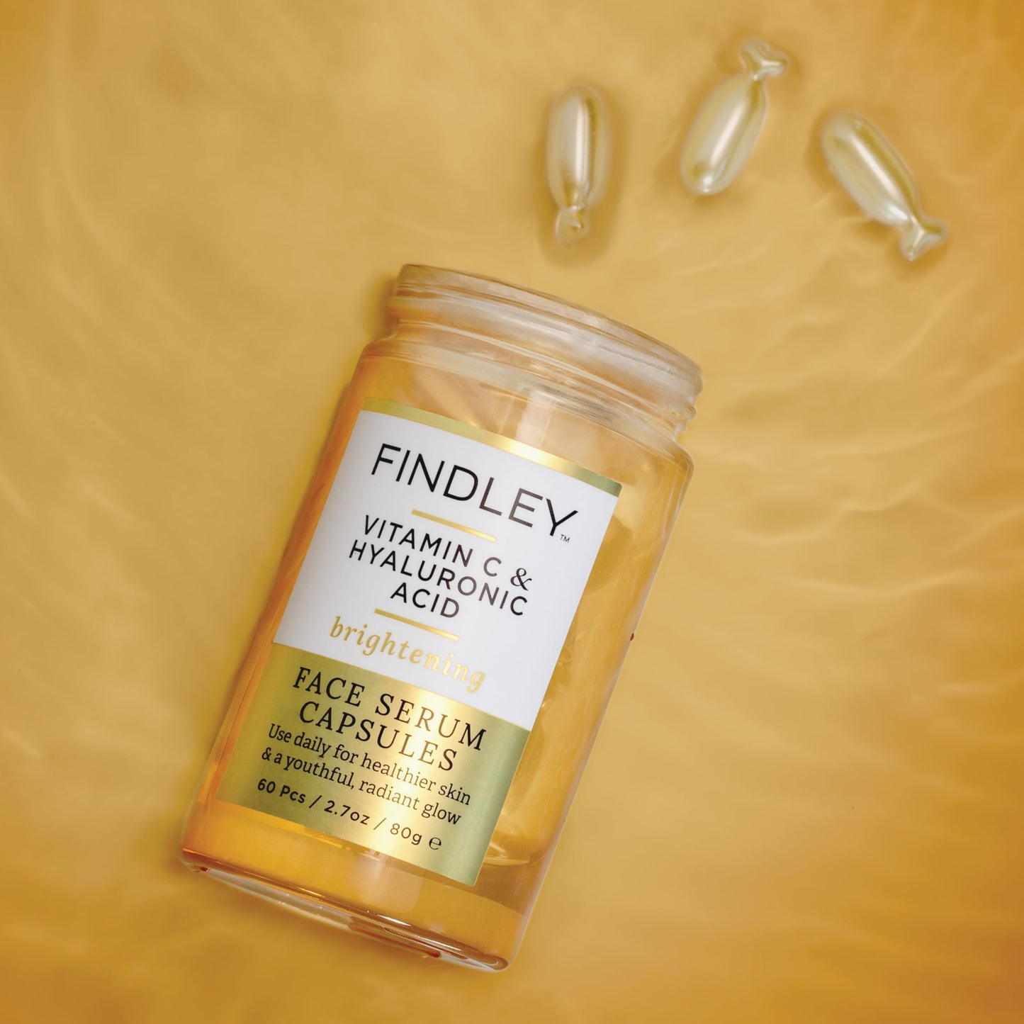 Findley Brightening Face Serum with Vitamin C & Hyaluronic Acid | Hydrating & Radiance Boosting | Improves Skin’s Appearance (60 pcs, 2.7oz)