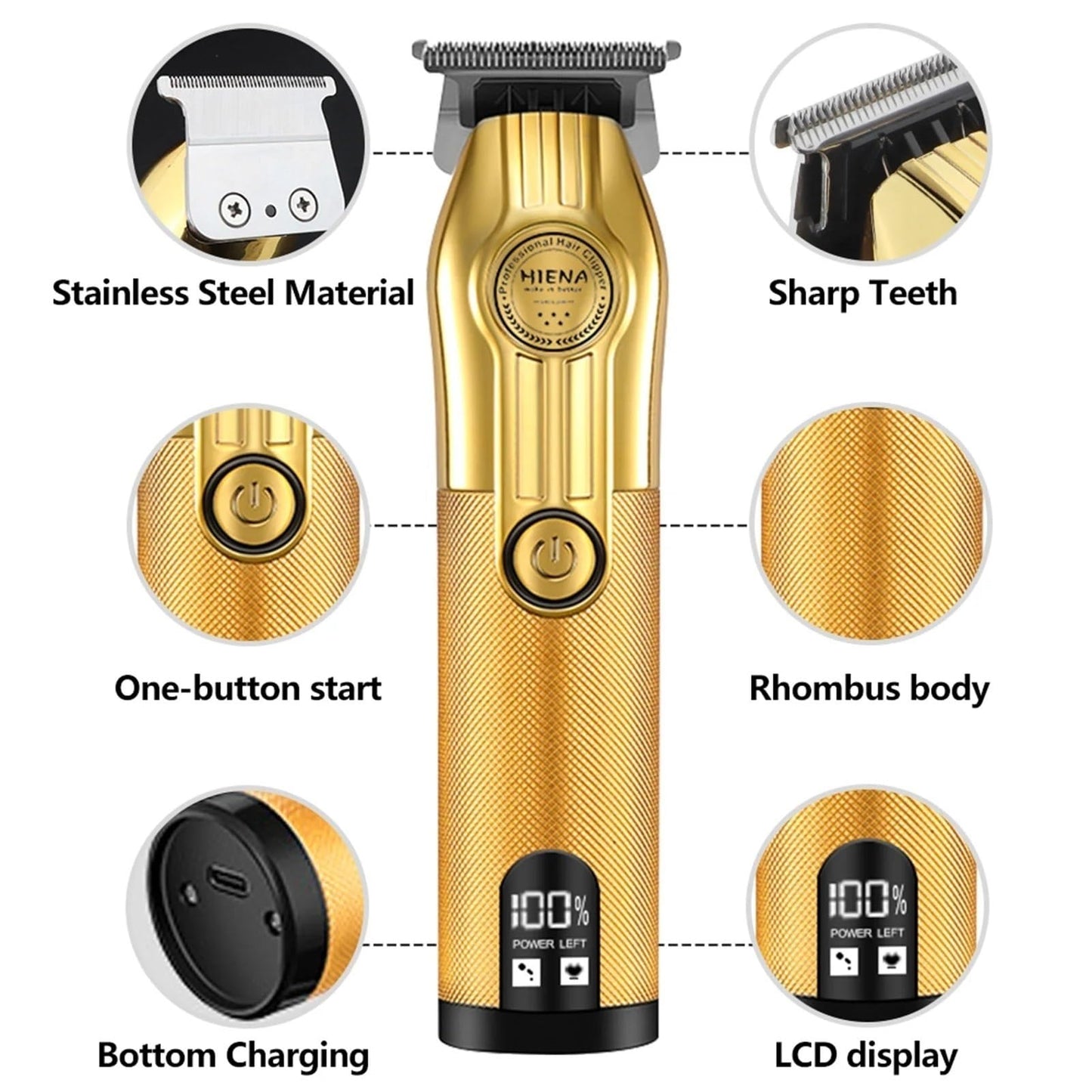 QDKVTNDJZ Hair Clippers for Men, Professional Barber Machines Electric Trimmer Precision Steel Blade Cutting Machine(Black Gold 601) Beauty and Personal Care QDKVTNDJZ