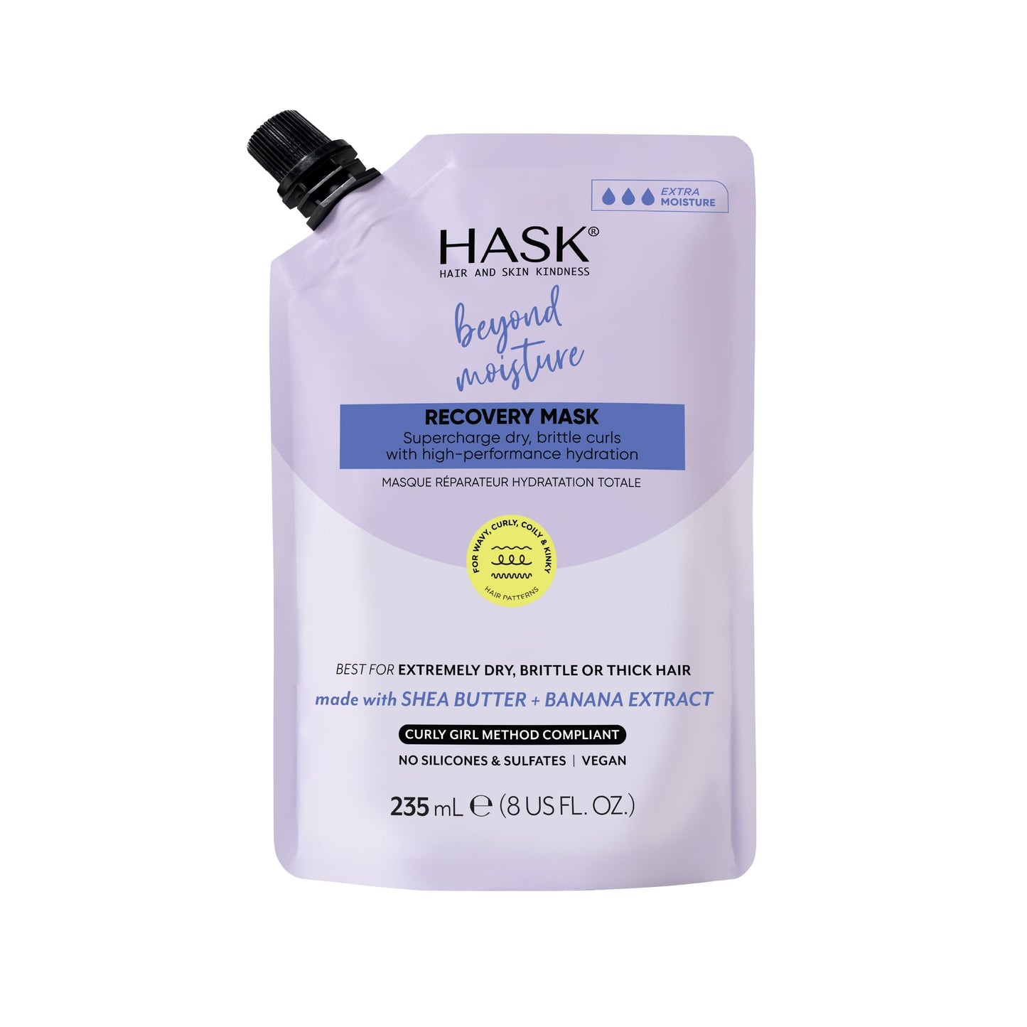 HASK Beyond Moisture Recovery Mask with Shea Butter & Banana Extract for Wavy, Curly, Coily & Kinky Hair, Softens, Moisturizes, Prevents Damage