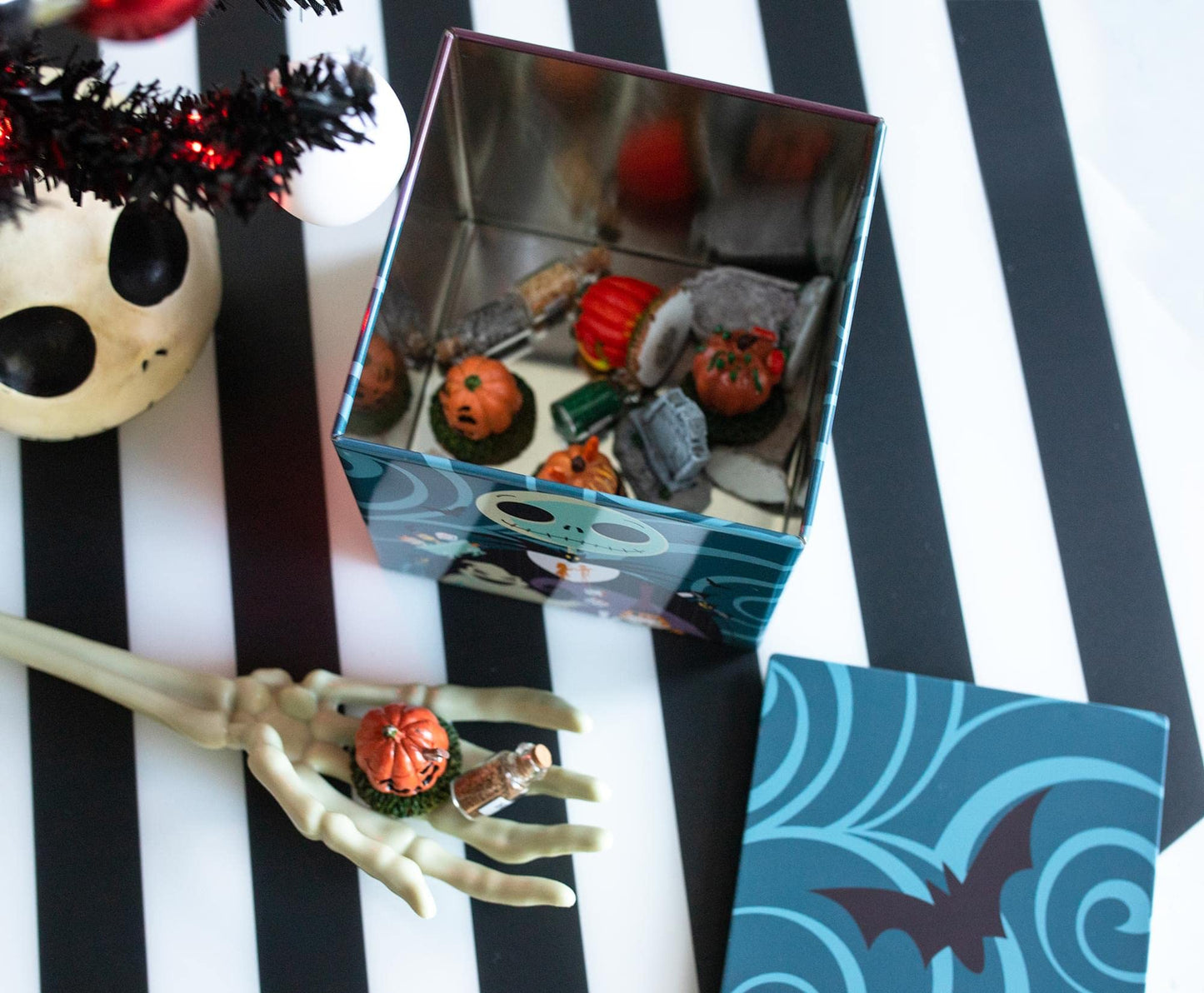 Disney The Nightmare Before Christmas Jack Skellington 4-Inch Tin Storage Box Cube Organizer with Lid | Basket Container, Cubby Cube Closet…